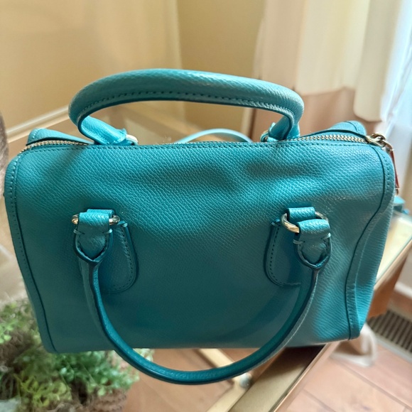 AUTHENTIC Coach Leather Mini Bennet Satchel Crossbody Handbag Turquoise color - Picture 7 of 11